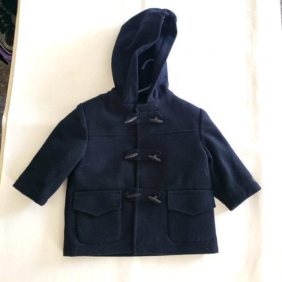 Navy Blue Double Breasted Wool Pea Coat - Picture 6 of 7